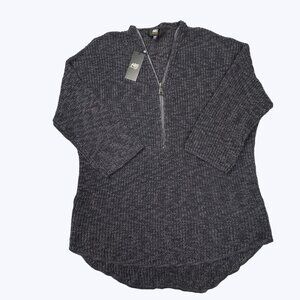 ABS Allen Schwartz NEW Women's Sweater Size XXL Half Zip Dark‎ Grey
